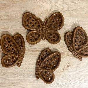 Set of 4 vintage 1982 burwood butterfly set of wall decor - vintage home decor